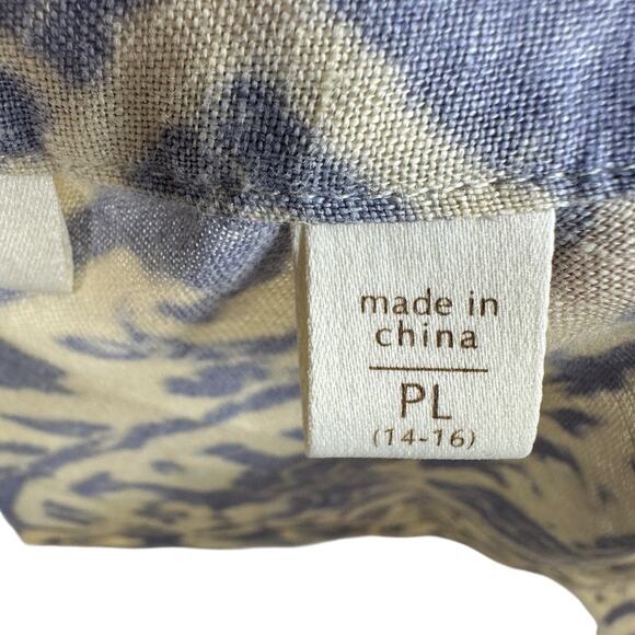 Coldwater Creek Linen Tunic Top Womens Large Petite Paisley Button Pintuck Pleat - Picture 10 of 12